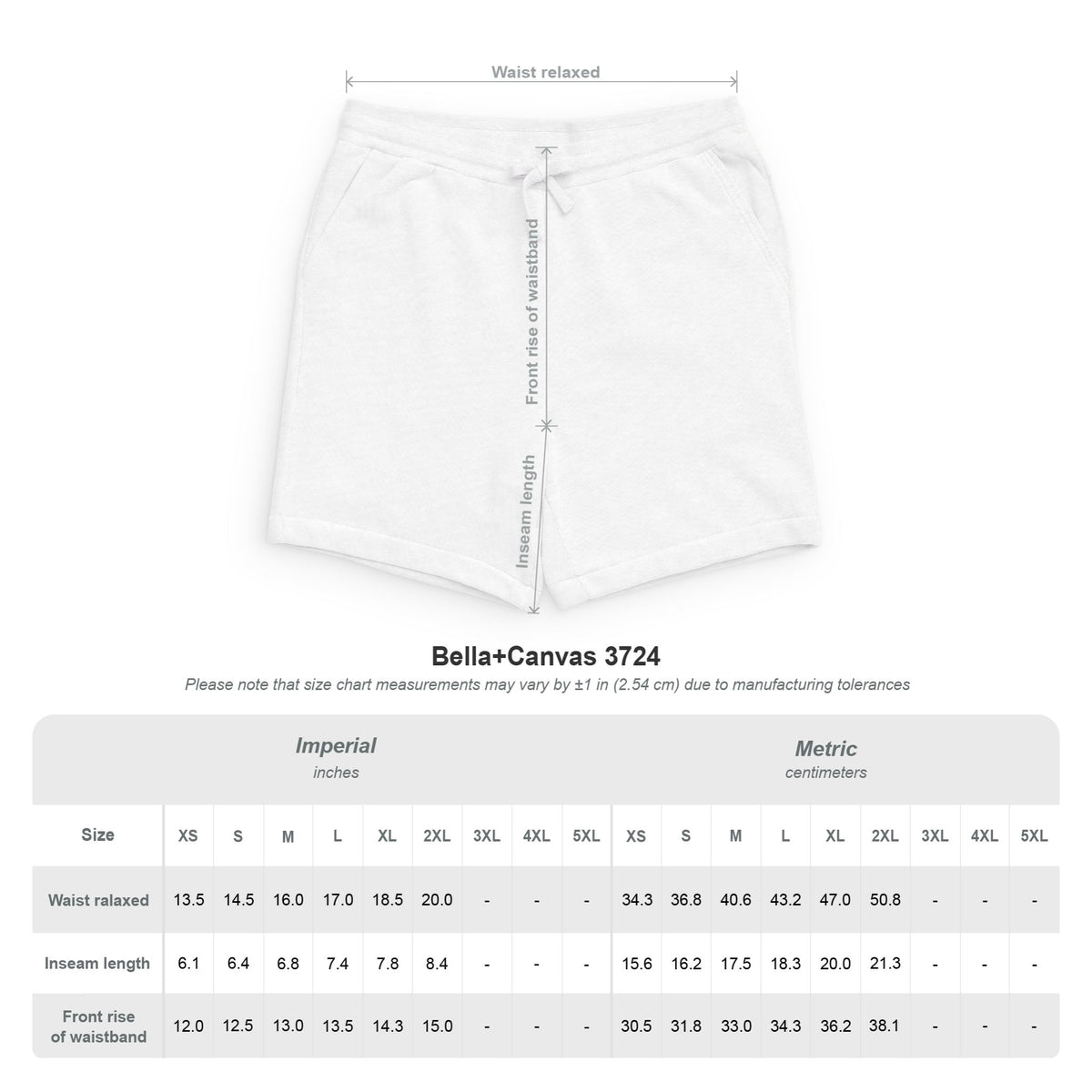 Worthy Grounded Everyday Shorts — garment size chart